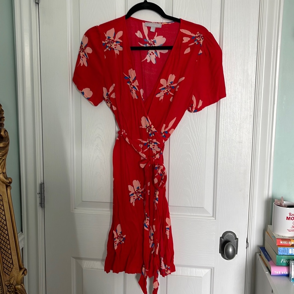 Red ShortSleeve Wrap Dress